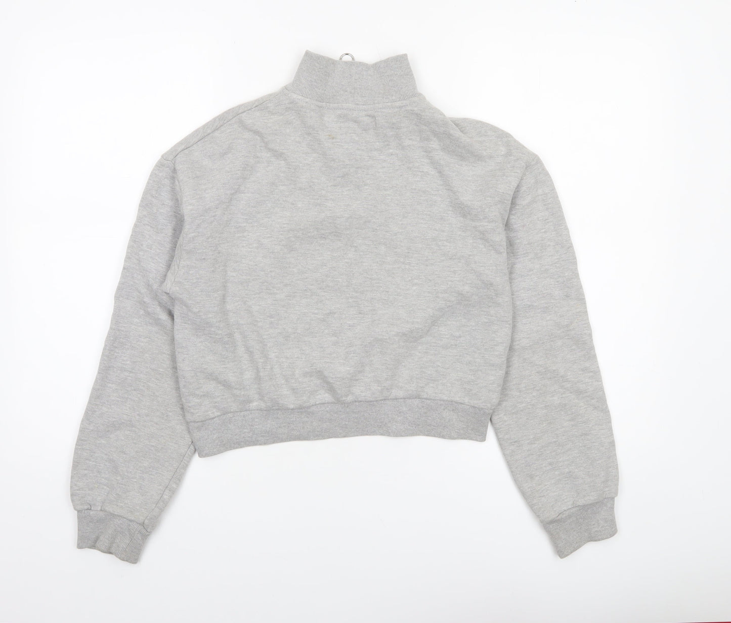 Bershka Women Grey Rainbow Stripe 1/4 Zip Sweatshirt XS