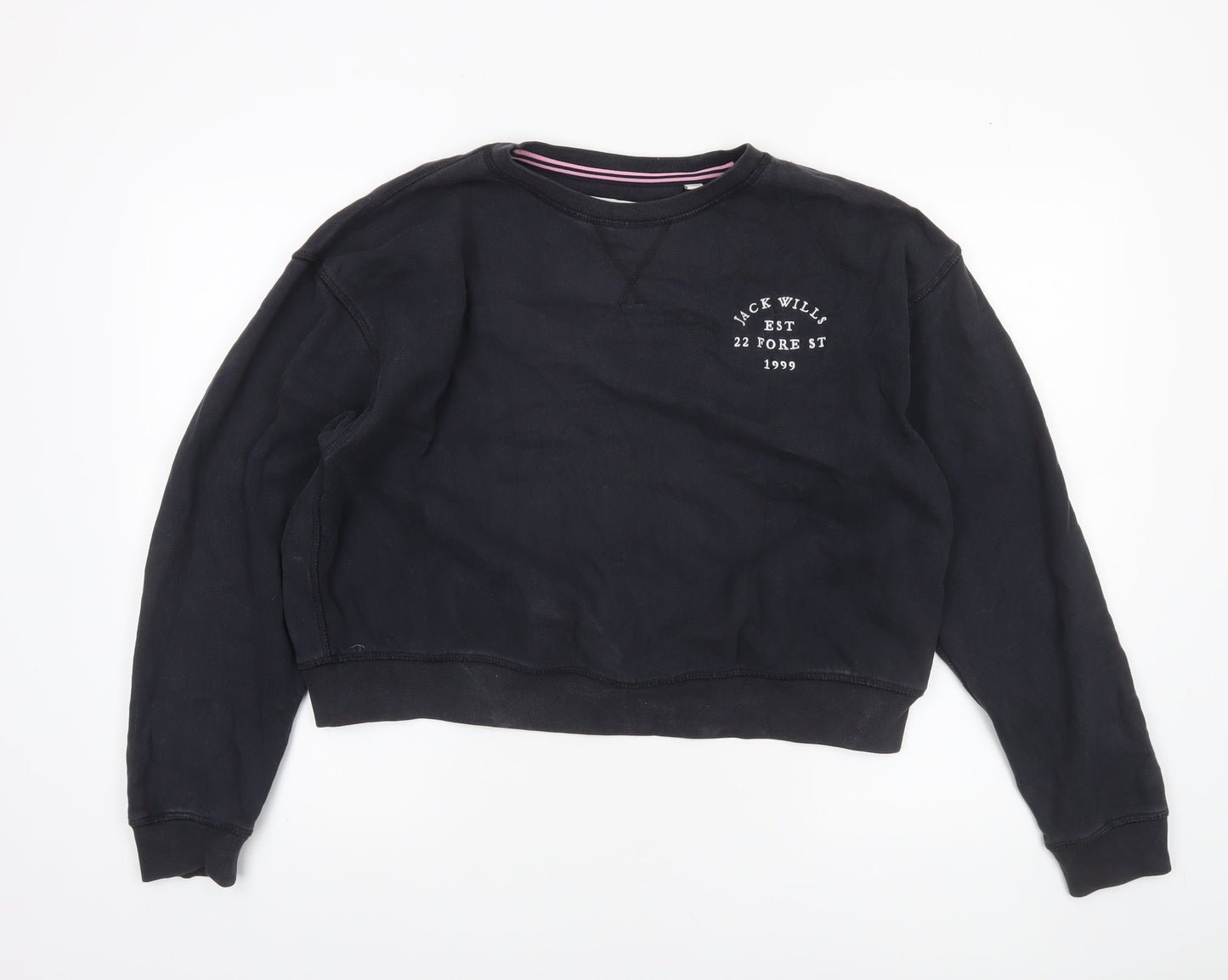 Womens UK 14 Regular Jack Wills Black Pullover Sweatshirt