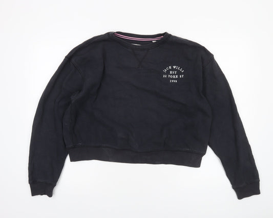 Womens UK 14 Regular Jack Wills Black Pullover Sweatshirt