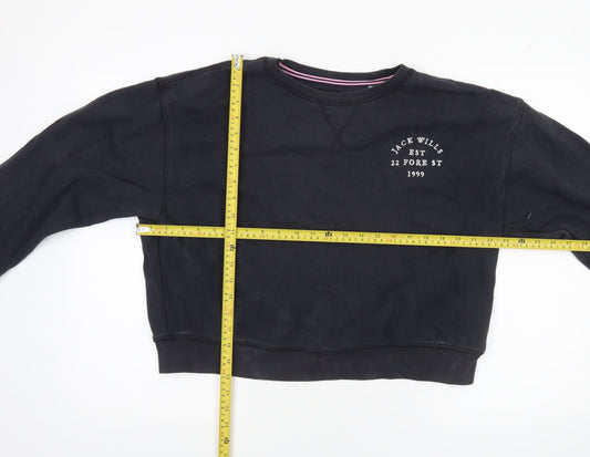 Womens UK 14 Regular Jack Wills Black Pullover Sweatshirt