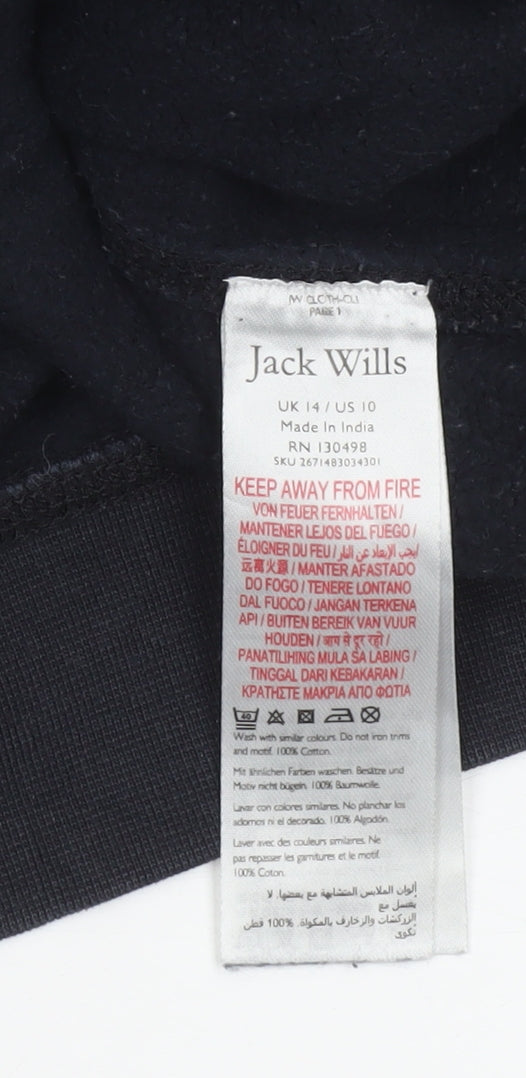 Womens UK 14 Regular Jack Wills Black Pullover Sweatshirt