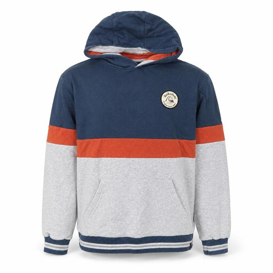 Quiksilver Boys Blue Grey Colourblock Pullover Hoodie Size 16 Cotton Blend