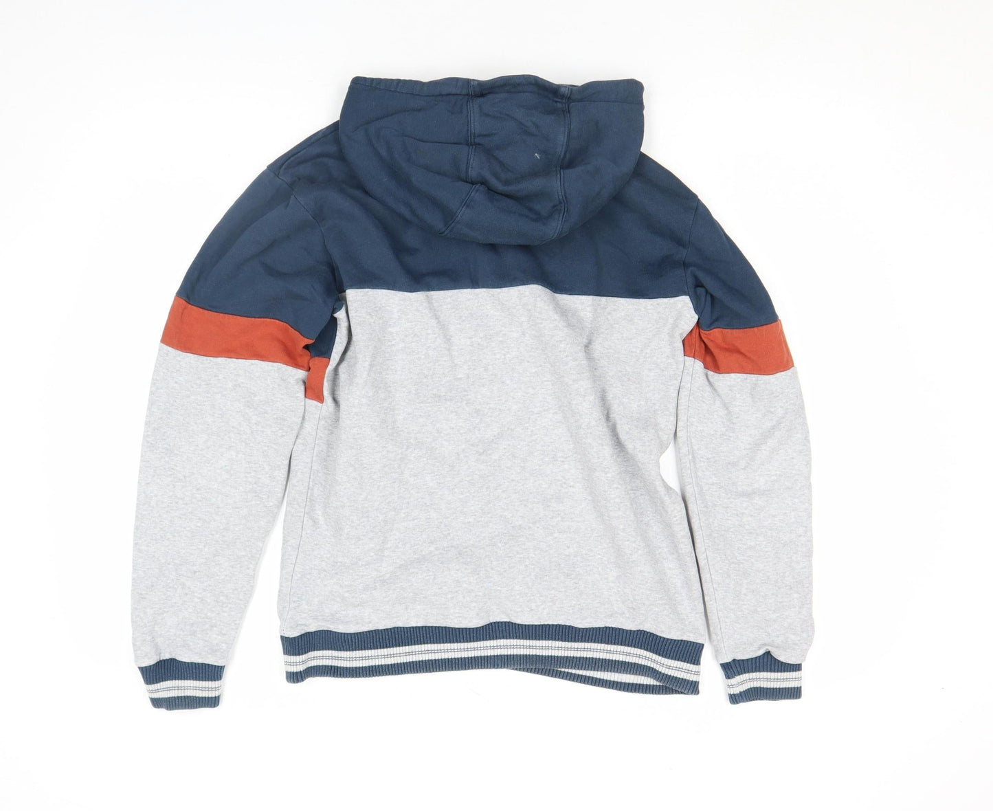 Quiksilver Boys Blue Grey Colourblock Pullover Hoodie Size 16 Cotton Blend