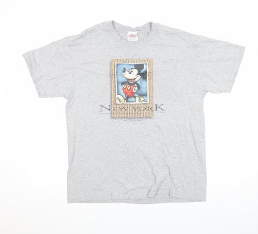 Disney Mickey Mouse Grey T-Shirt Womens L Vintage New York Tee