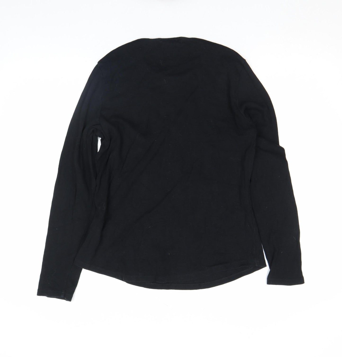 Marks and Spencer Women's Black Sequin Long Sleeve Cotton T-Shirt UK 12