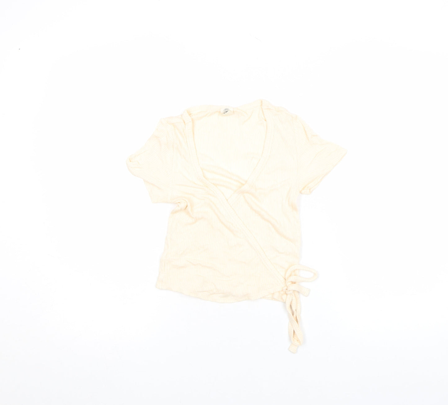 Urban Outfitters Women's Beige Short Sleeve Wrap T-Shirt Size S