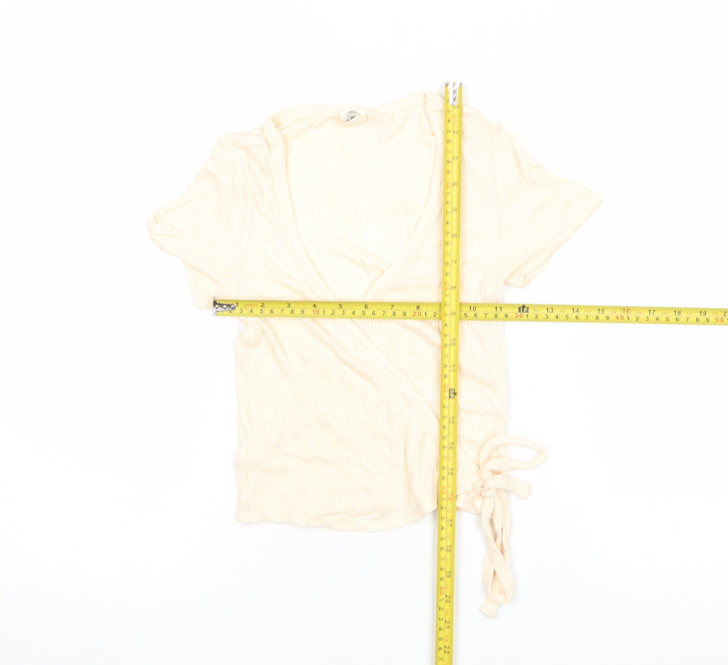 Urban Outfitters Women's Beige Short Sleeve Wrap T-Shirt Size S