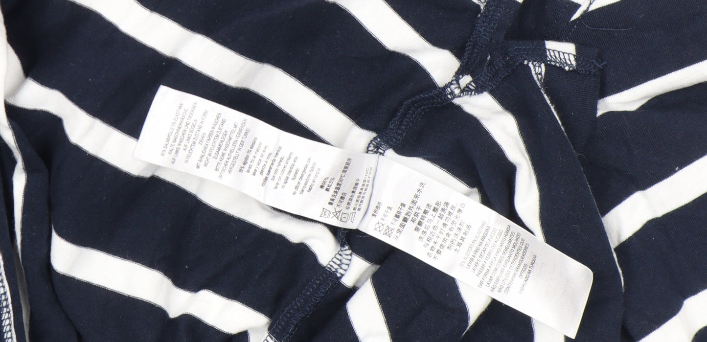 French Connection Women's Blue Striped Long Sleeve Cotton T-Shirt Size L