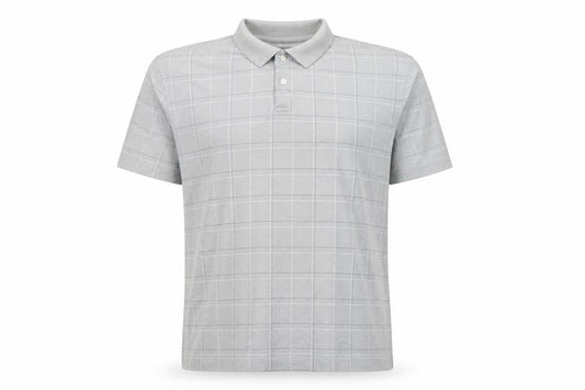 Van Heusen Men’s Grey Check 2XL Cotton Blend Short Sleeve Polo Shirt