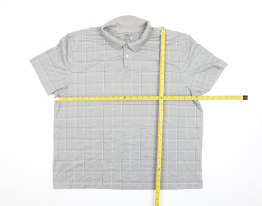 Van Heusen Men’s Grey Check 2XL Cotton Blend Short Sleeve Polo Shirt