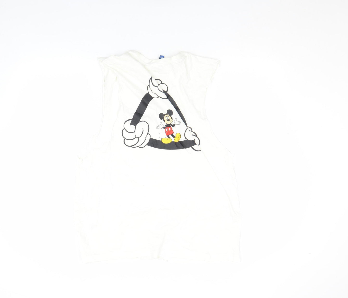 H&M Divided Women's White Mickey Mouse Sleeveless Cropped T-Shirt M