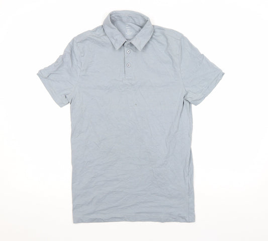 H&M Men's Grey Slim Fit Cotton Stretch Polo Shirt Size S
