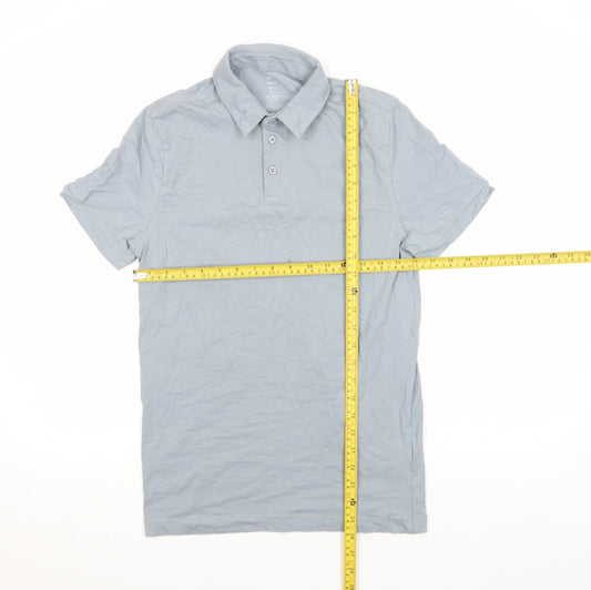 H&M Men's Grey Slim Fit Cotton Stretch Polo Shirt Size S