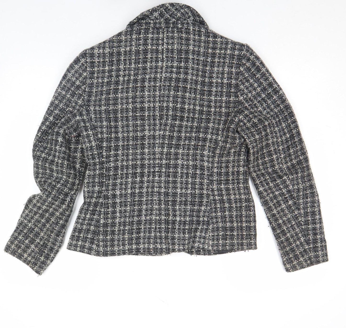 Marks and Spencer Women Black Wool Tweed Blazer Jacket Size 10