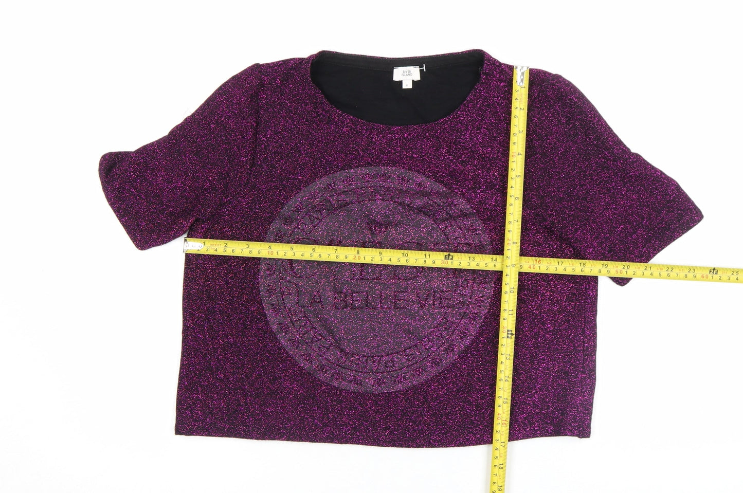 River Island Women’s Purple Glitter Cropped T-Shirt Size 8
