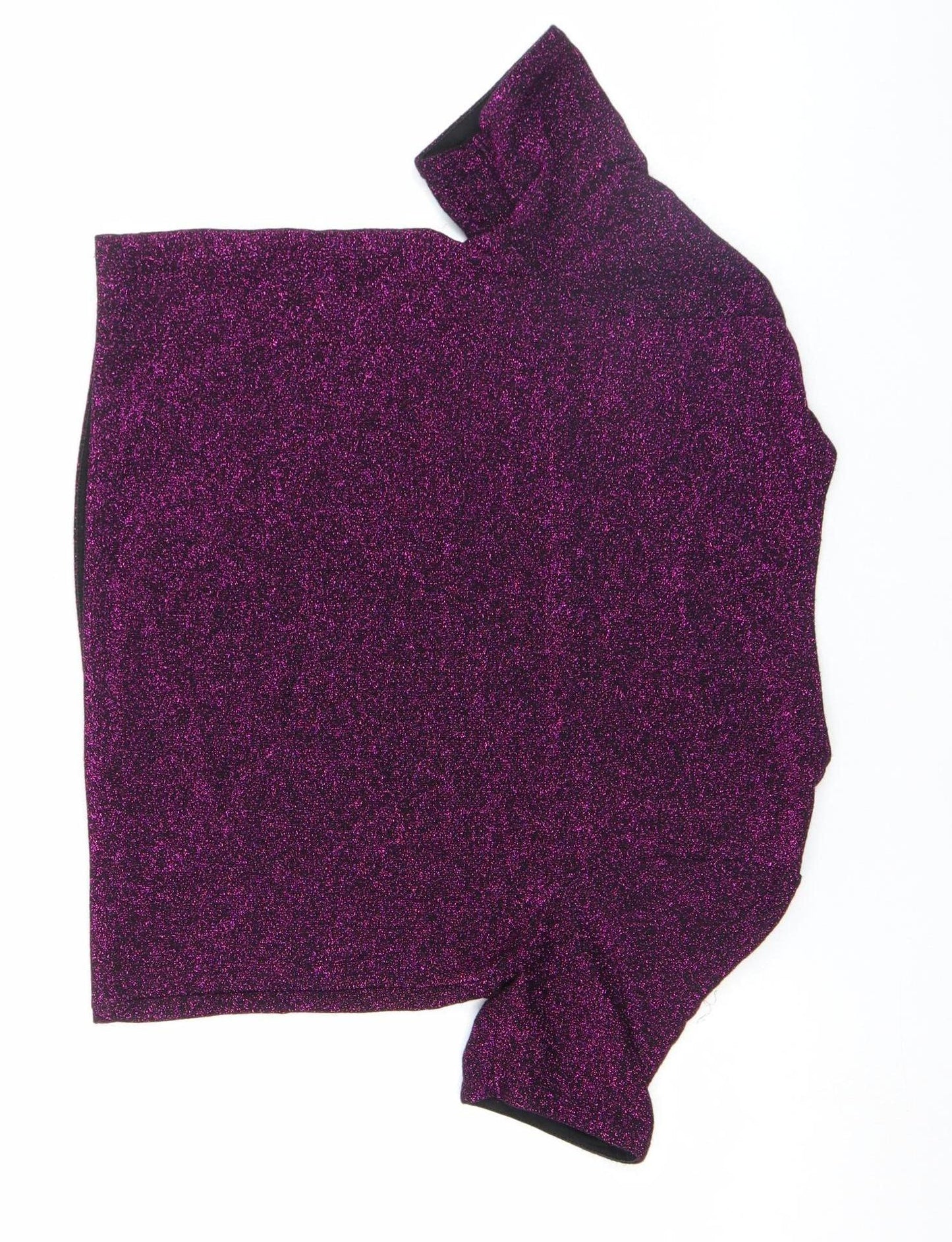 River Island Women’s Purple Glitter Cropped T-Shirt Size 8