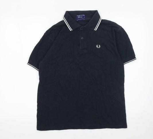 Fred Perry Men's Blue M Cotton Polo Shirt with Tipped Collar