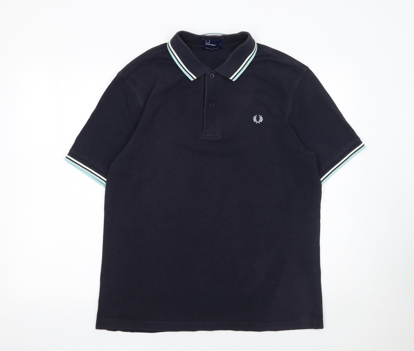 Fred Perry Men's Blue Cotton Polo Shirt L Classic Sports Style