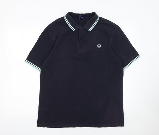 Fred Perry Men's Blue Cotton Polo Shirt L Classic Sports Style