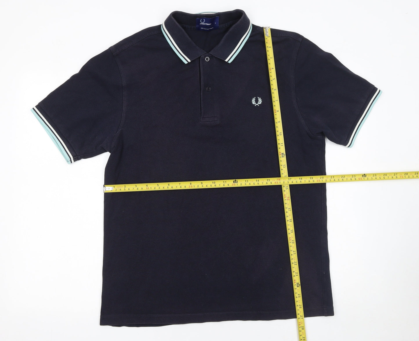 Fred Perry Men's Blue Cotton Polo Shirt L Classic Sports Style