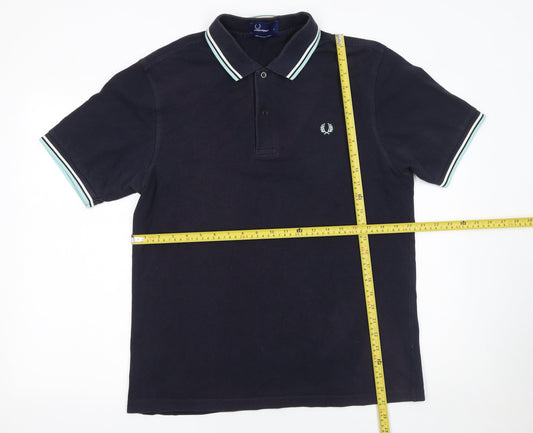 Fred Perry Men's Blue Cotton Polo Shirt L Classic Sports Style