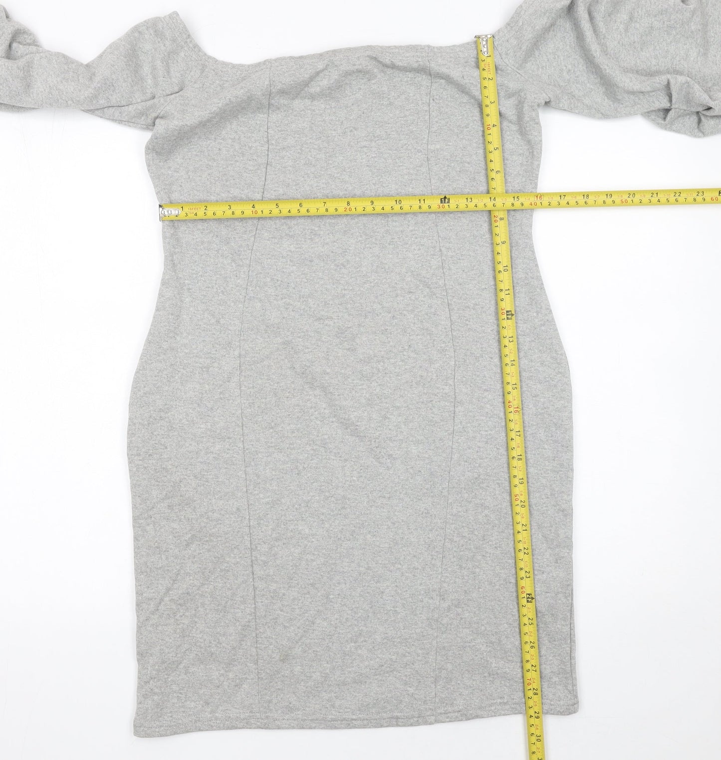 ASOS Women Grey Bodycon Off Shoulder Jersey Dress Size 14