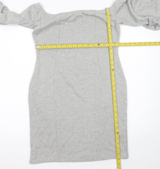 ASOS Women Grey Bodycon Off Shoulder Jersey Dress Size 14