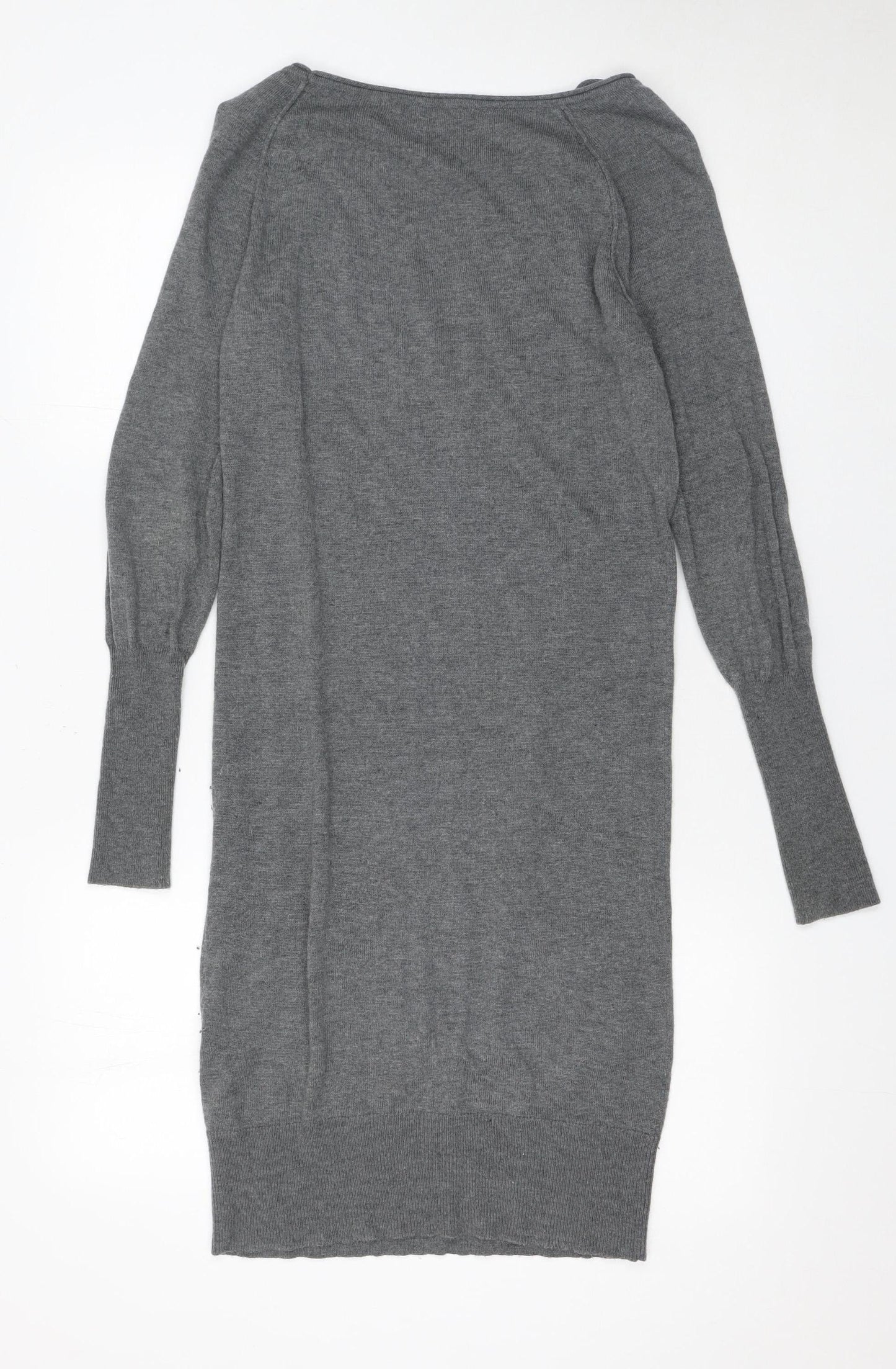 YAYA Women Grey Cashmere Mix Jumper Dress XS Long Sleeve Knitwear