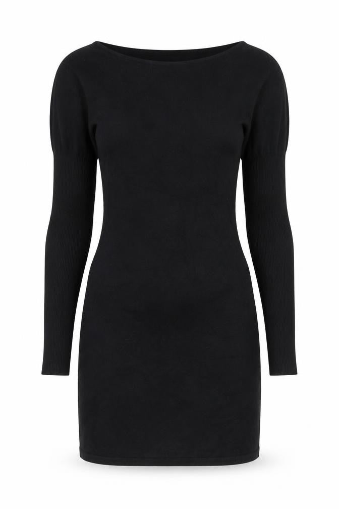 Oui Moments Women's Black Bodycon Knit Belted Dress Size 12