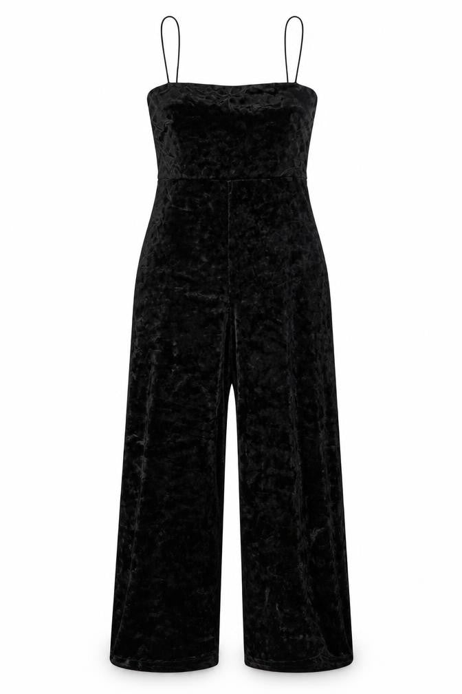 Pins and Needles Womens Black Velvet Wide-Leg Jumpsuit XS