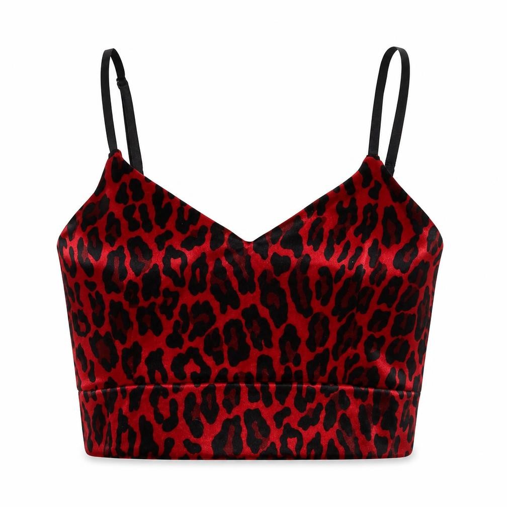 Quiz Womens Red Leopard Velvet Camisole Top Size 10