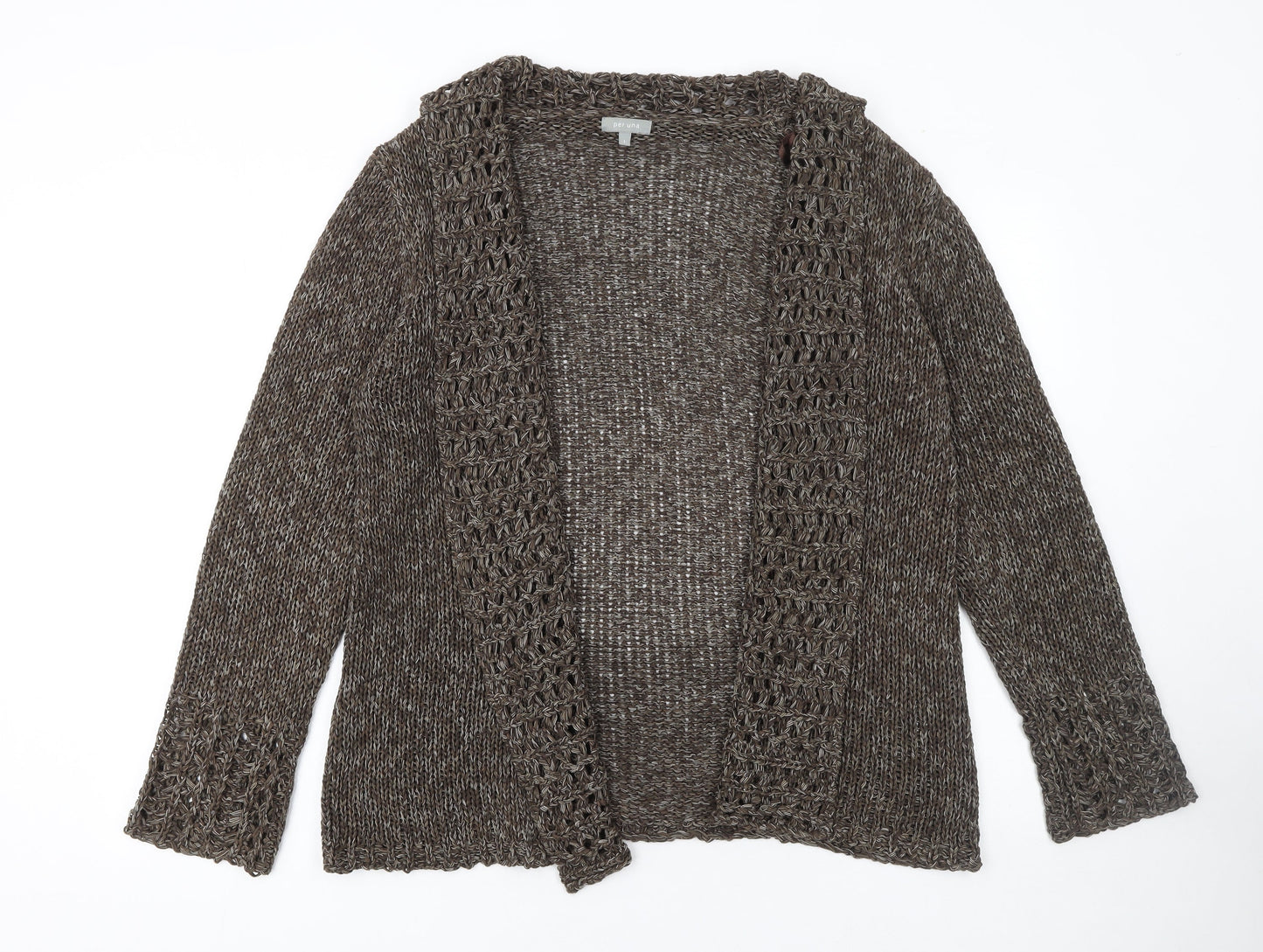 Marks and Spencer Women’s Brown Open-Knit Long Sleeve Cardigan L