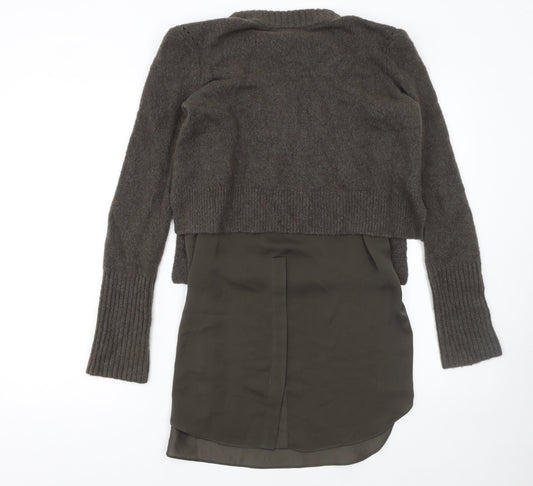 AllSaints Women Brown Wool Blend Pullover Jumper Size Small