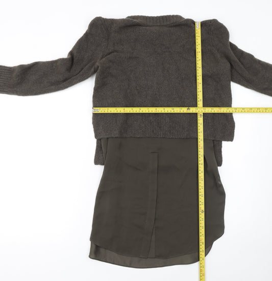 AllSaints Women Brown Wool Blend Pullover Jumper Size Small