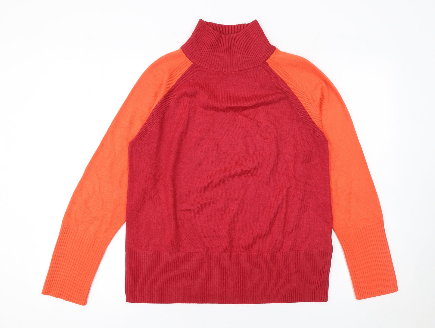 Marks and Spencer Womens Red Roll Neck Raglan Jumper XS