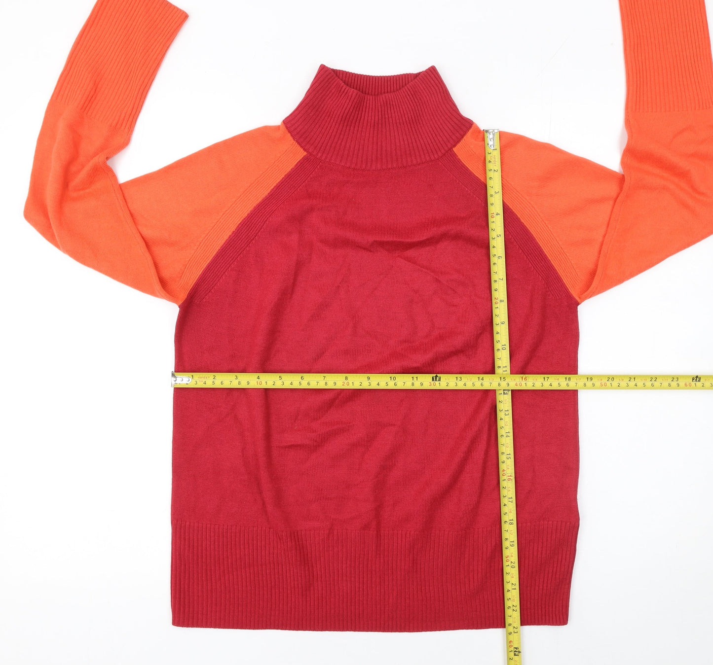 Marks and Spencer Womens Red Roll Neck Raglan Jumper XS