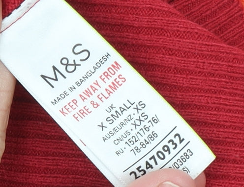 Marks and Spencer Womens Red Roll Neck Raglan Jumper XS