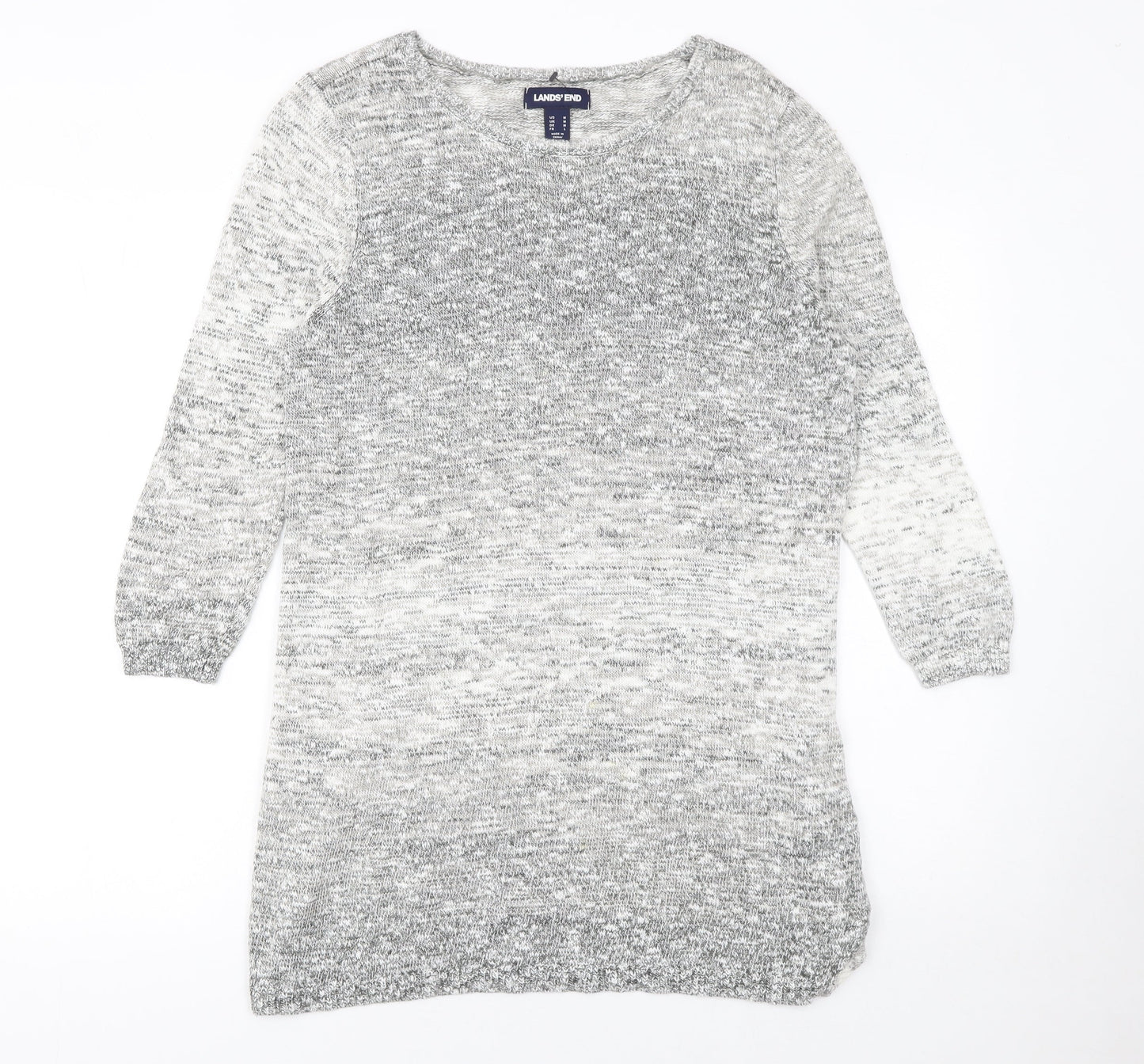 Womens UK M Regular Lands' End Grey Tunic Tight-Knit