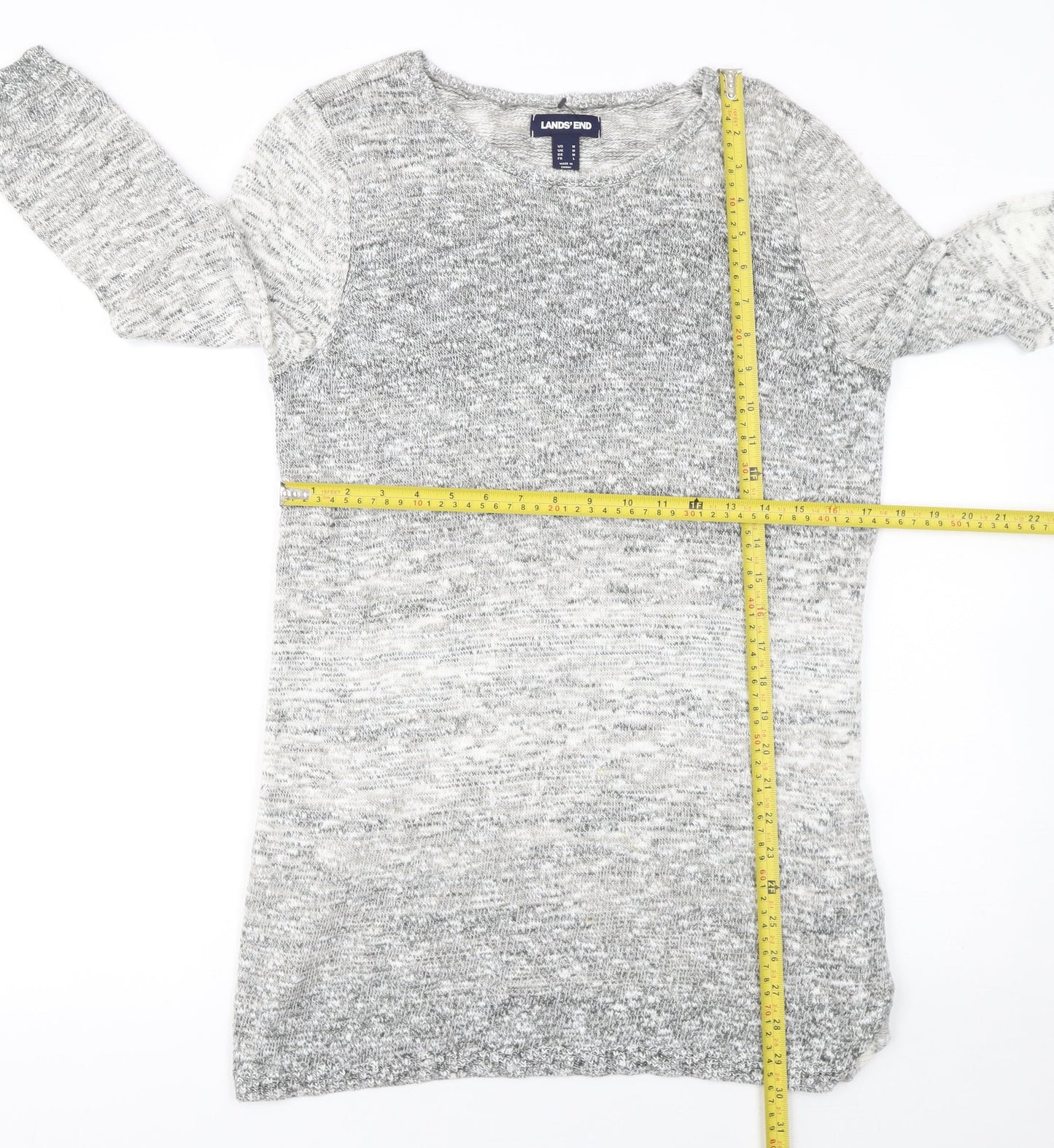 Womens UK M Regular Lands' End Grey Tunic Tight-Knit