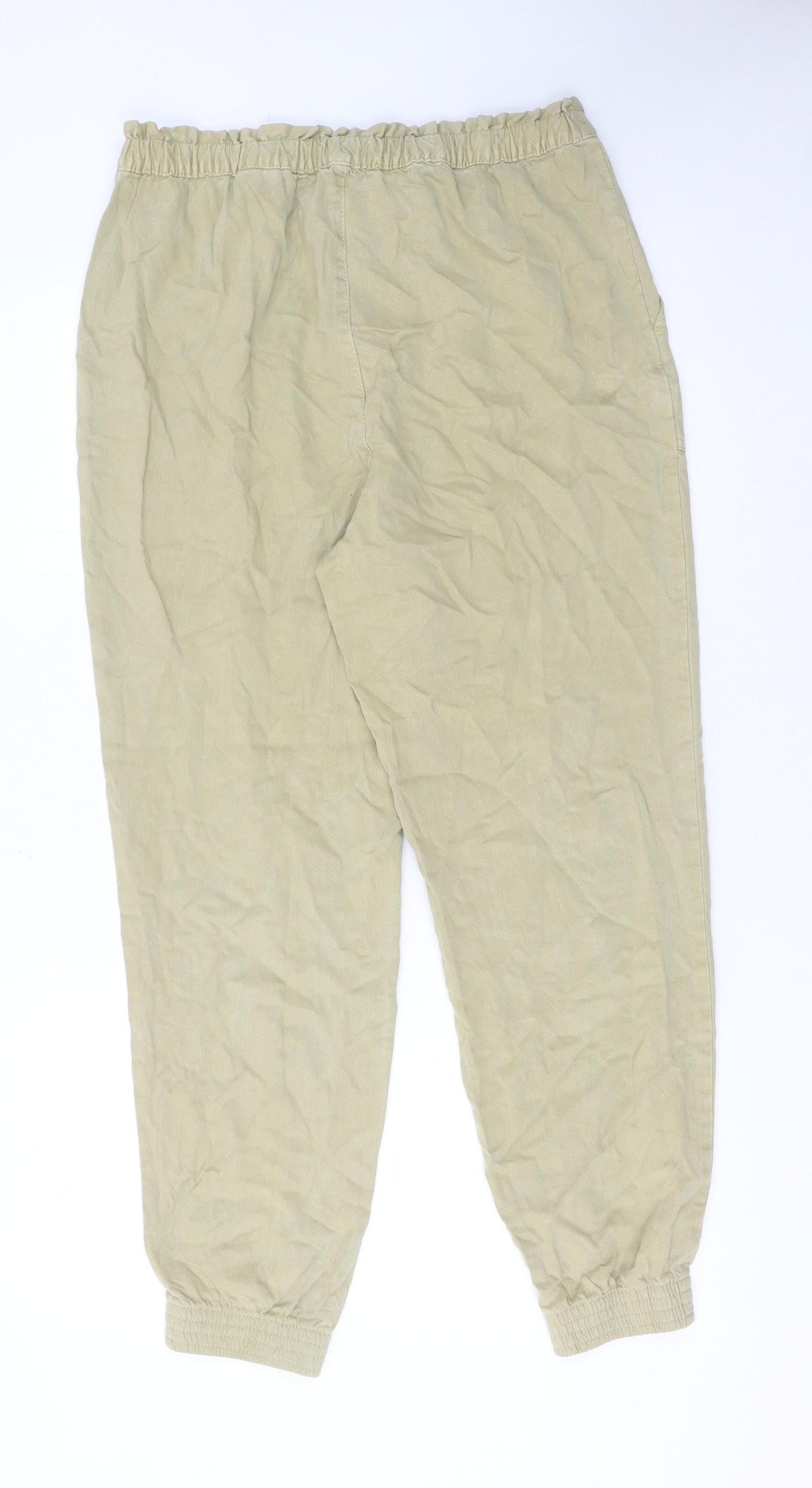 H&M Women Beige Lyocell Jogger Trousers Size 12
