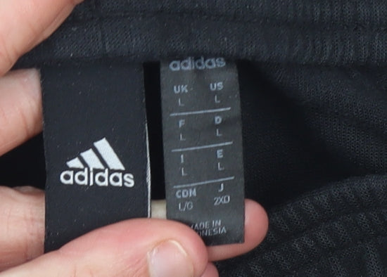 Adidas Men's Black Jogger Trousers L Cotton Polyester Reflective Trim