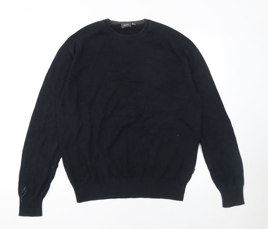 Mexx Men's Blue Cotton Crew Neck Jumper L Regular Fit