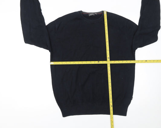 Mexx Men's Blue Cotton Crew Neck Jumper L Regular Fit