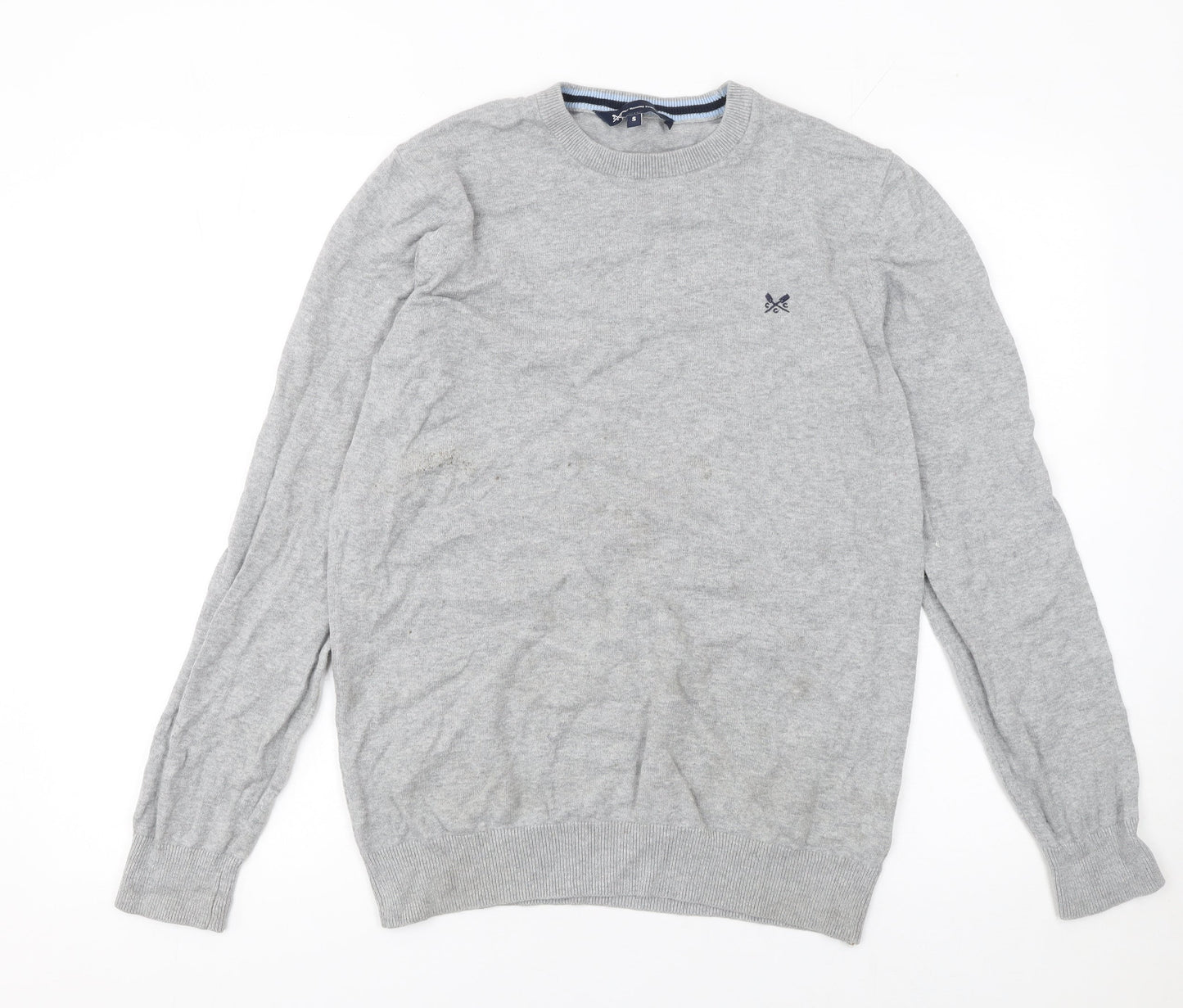 Crew Clothing Company Mens Grey Cotton Pullover Jumper Size S