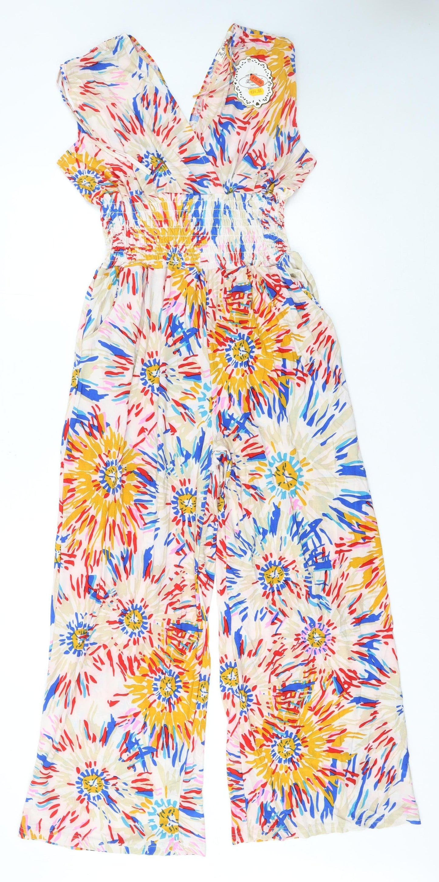 Z&W Fashion Women Multicoloured Floral Wide-Leg Jumpsuit XL/XXL Lightweight Summer