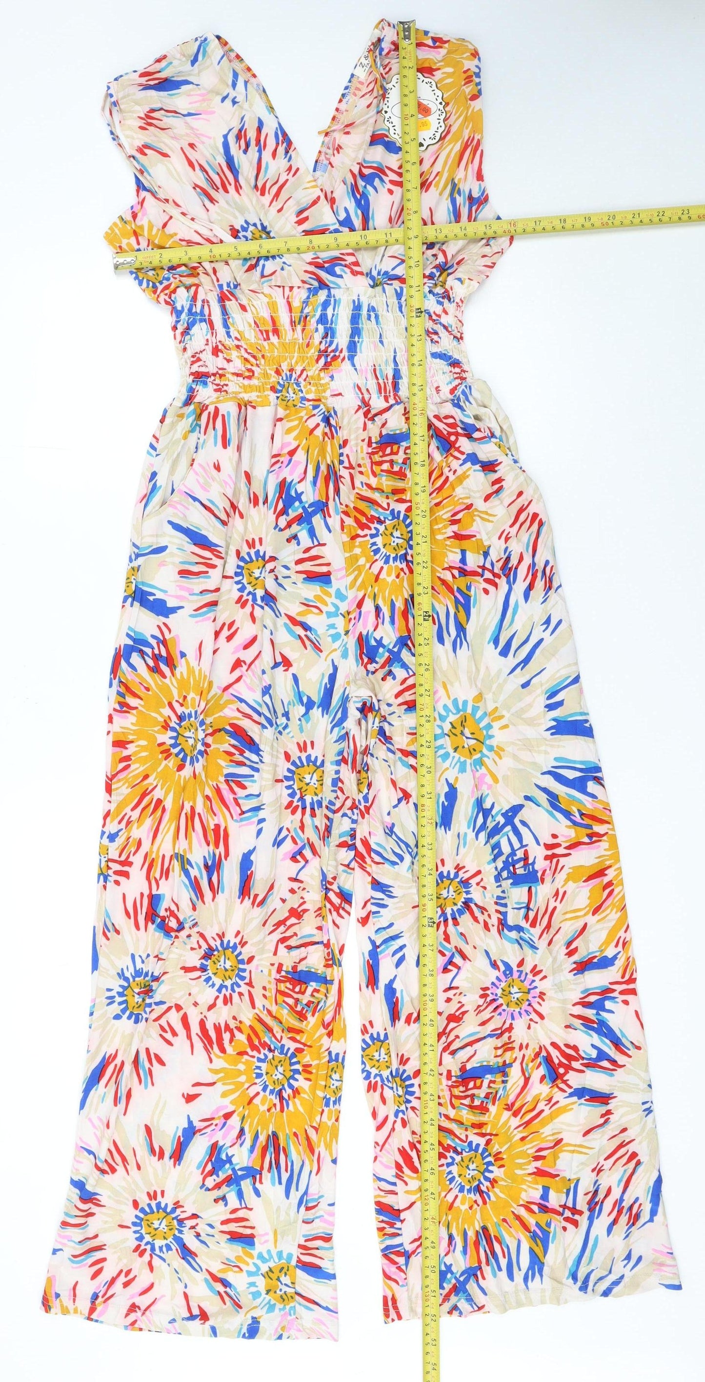 Z&W Fashion Women Multicoloured Floral Wide-Leg Jumpsuit XL/XXL Lightweight Summer
