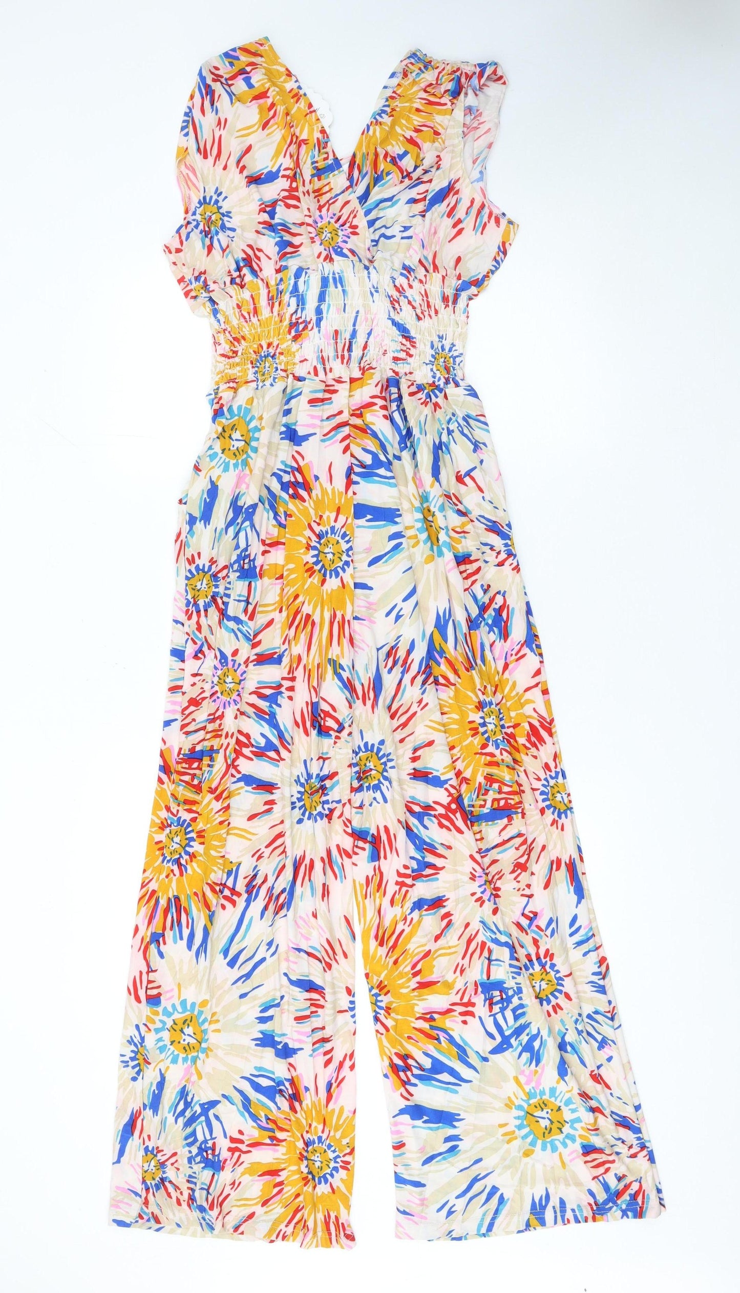 Z&W Fashion Women Multicoloured Floral Wide-Leg Jumpsuit XL/XXL Lightweight Summer
