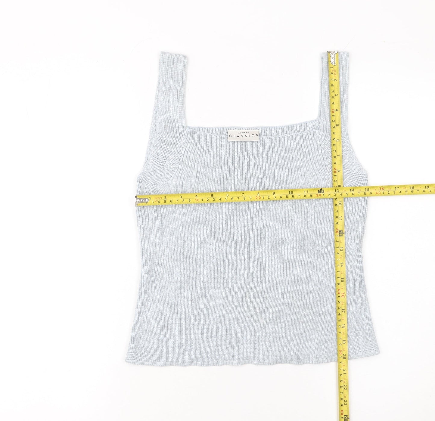 Modern Classics Women's Blue Knit Sleeveless Square Neck Tank Top Size 18