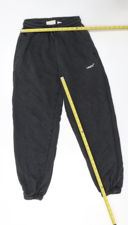 Levi's Men's Black Cotton Sweatpants S Regular Fit Elastic Waist