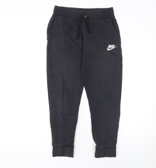 Nike Boys Black Jogger Trousers L (146-156cm) Cotton Blend Standard Fit